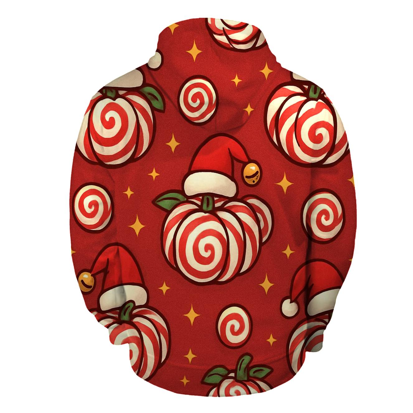 Candy Cane Spiral Pumpkins On Cranberry Field premium hoodies