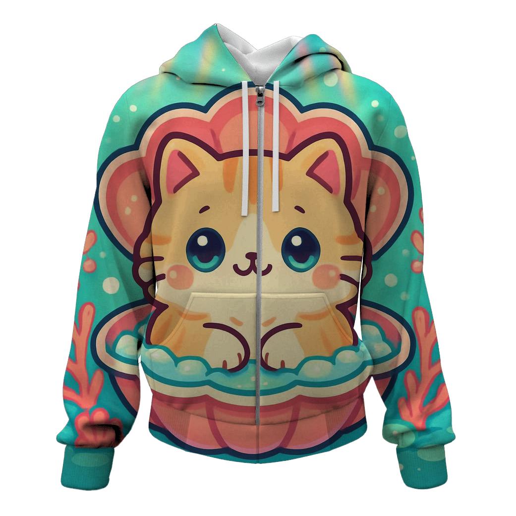 Aurora Bubble Bath Cat Spirit heavyweight hoodies