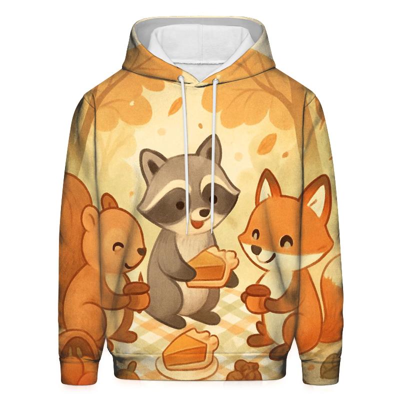 Woodland Critters Thanksgiving Picnic Circle lightweight hoodies