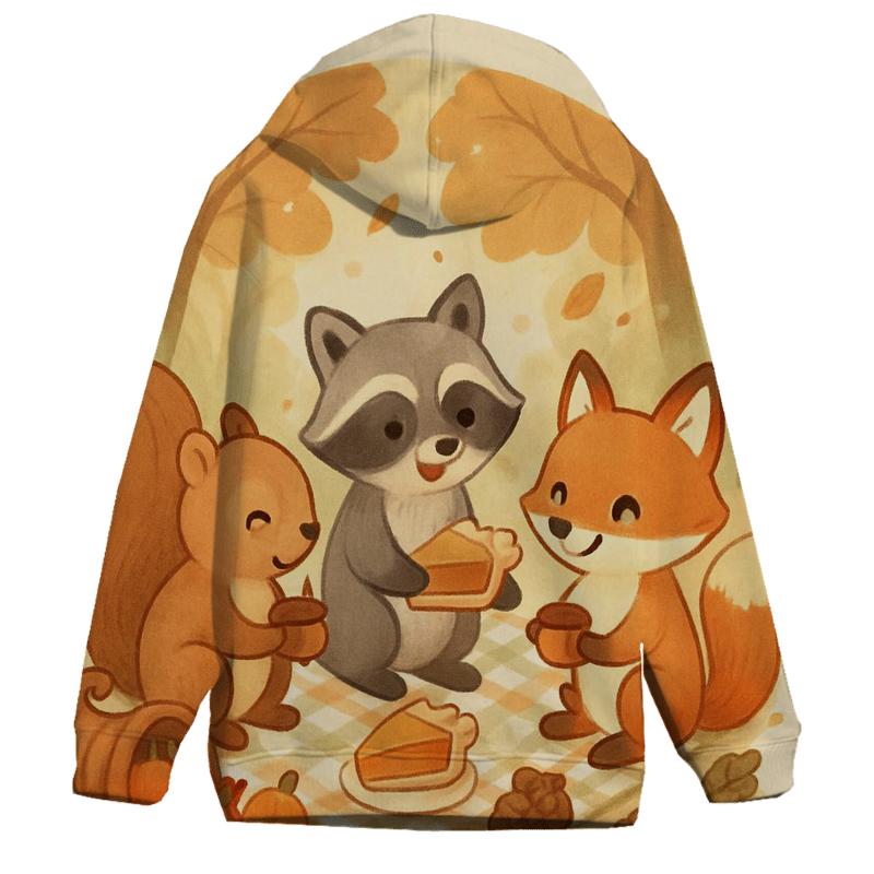 Woodland Critters Thanksgiving Picnic Circle lightweight hoodies
