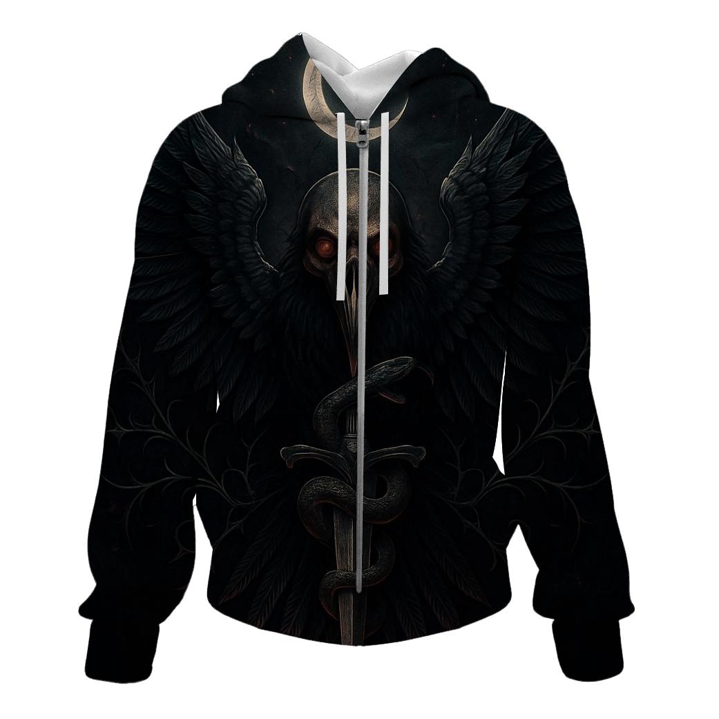 Obsidian Raven And The Dagger Moon zip-up hoodies