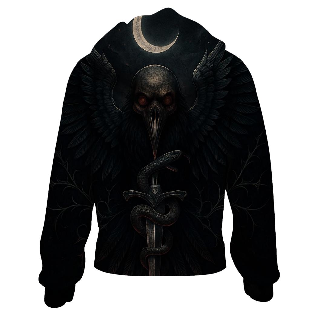 Obsidian Raven And The Dagger Moon zip-up hoodies