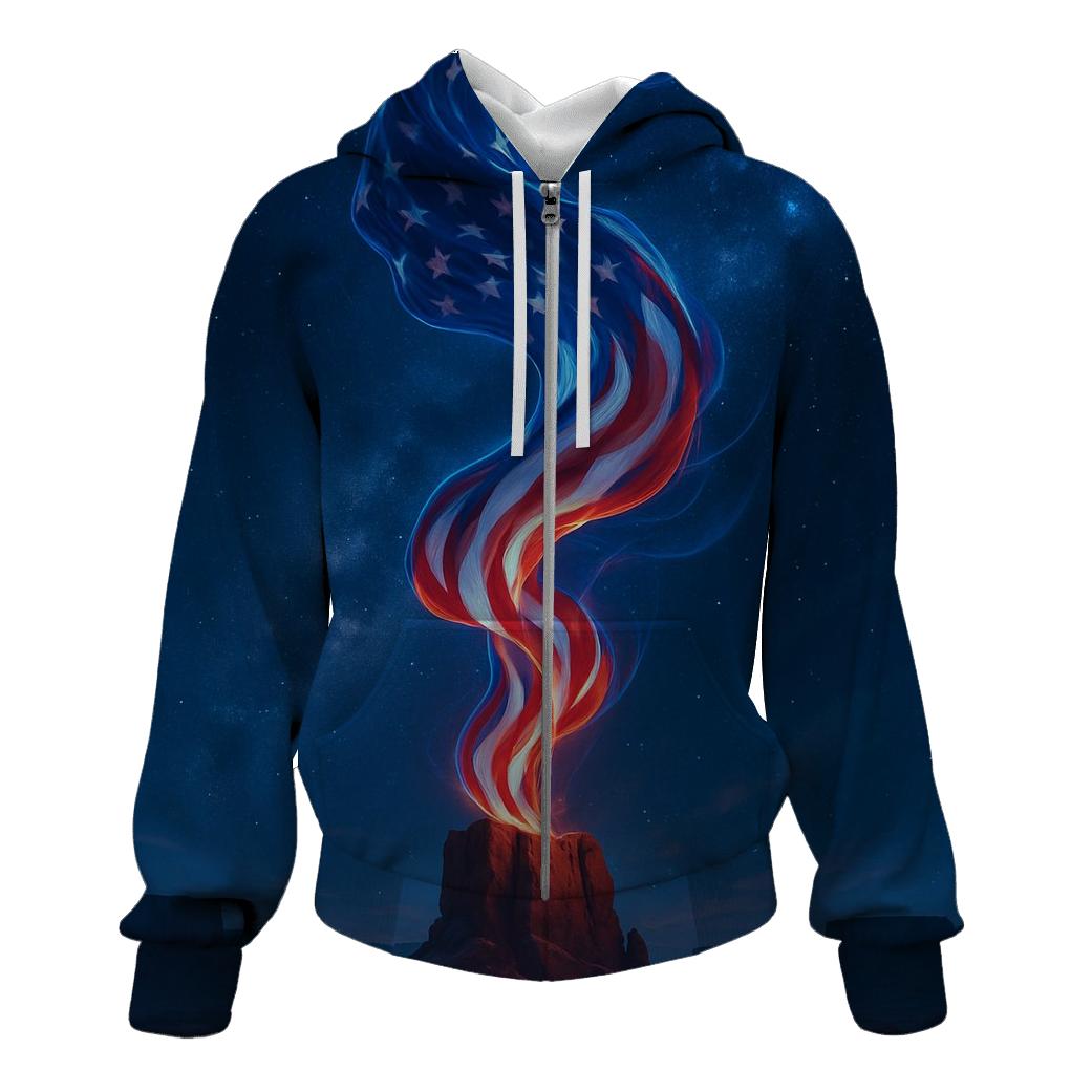 Aurora Stripes Over Desert Monolith heavyweight hoodies