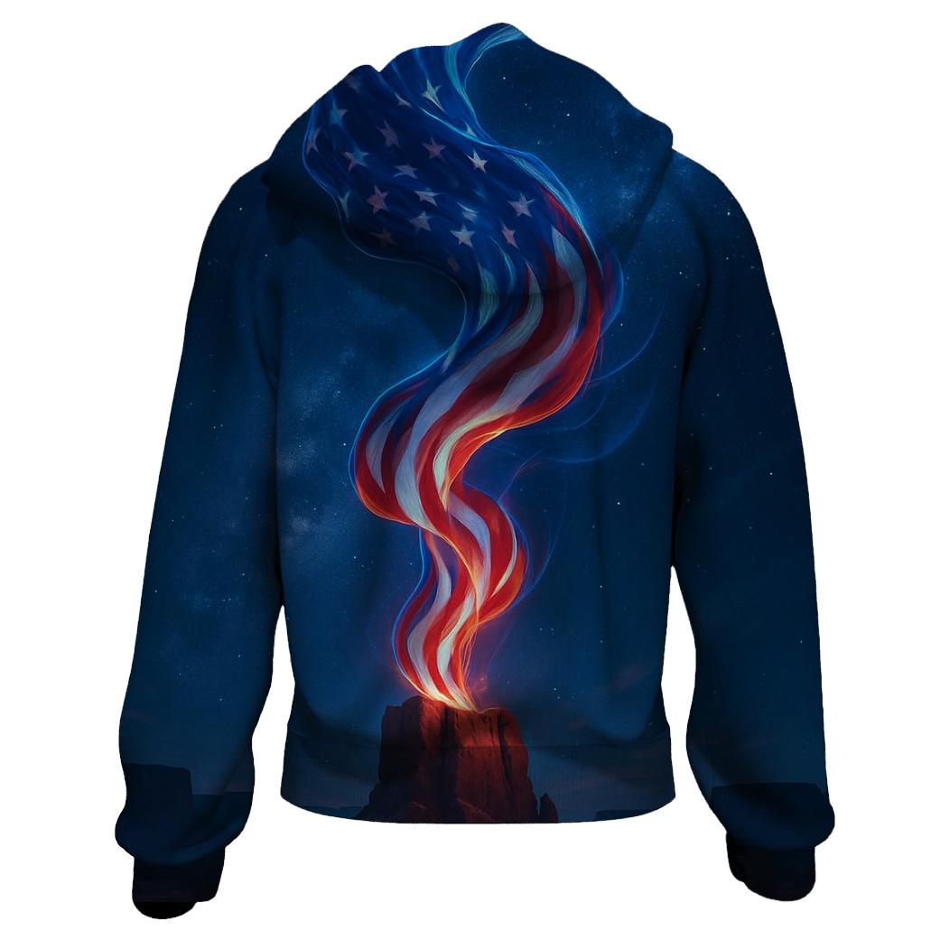 Aurora Stripes Over Desert Monolith heavyweight hoodies