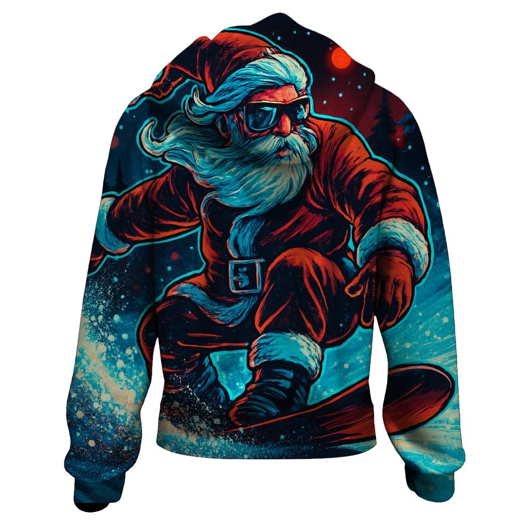 Neon Midnight Santa Snowboard Run hoodies fashion