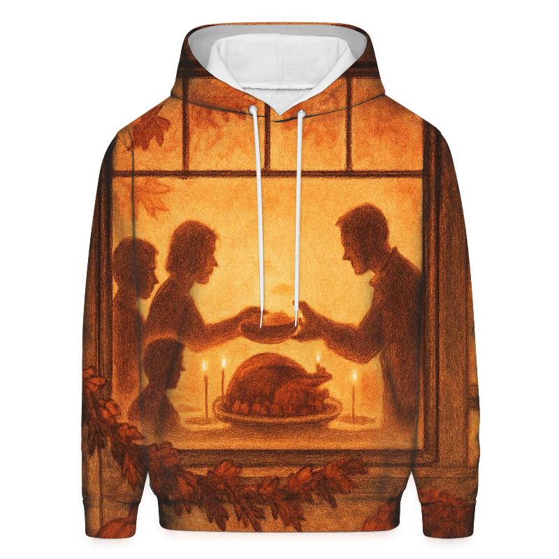 Golden Hour Family Table Through Window Glow custom hoodies