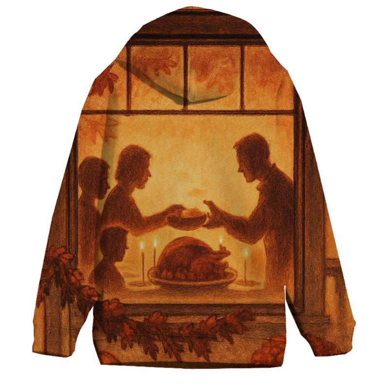 Golden Hour Family Table Through Window Glow custom hoodies