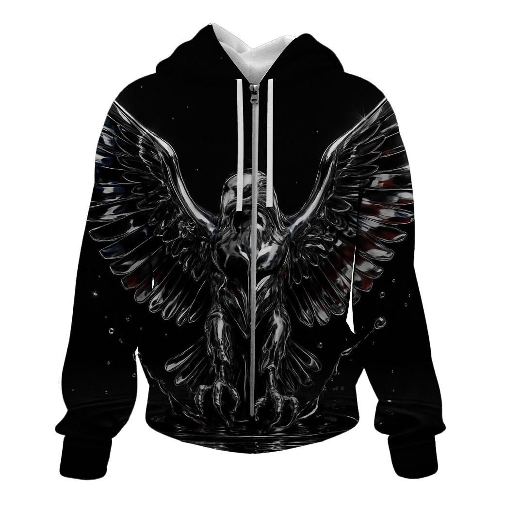 Chrome Eagle Crest With Flag Reflections custom hoodies