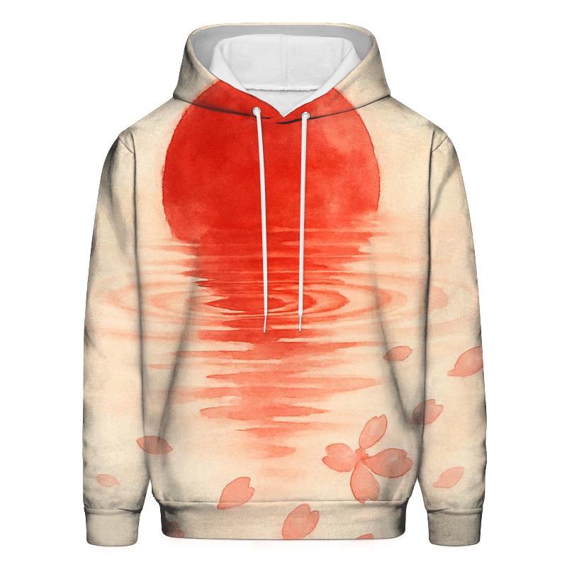 Watercolor Sakura Flag Of Japan custom hoodies