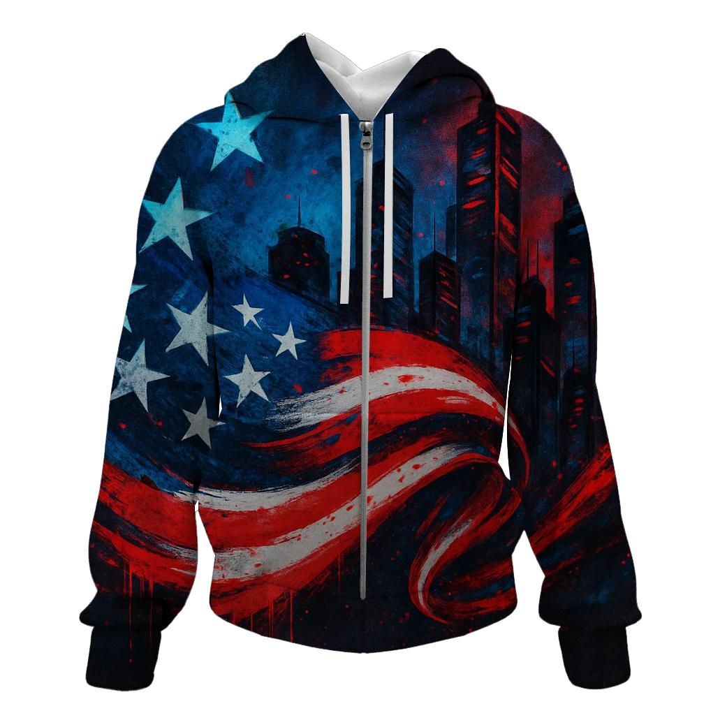 Graffiti Skyline Flag Surge pullover hoodies