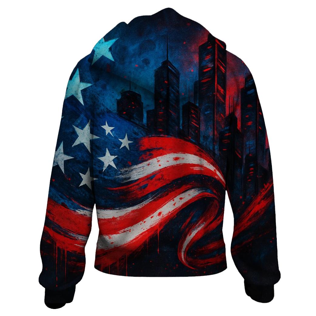 Graffiti Skyline Flag Surge pullover hoodies