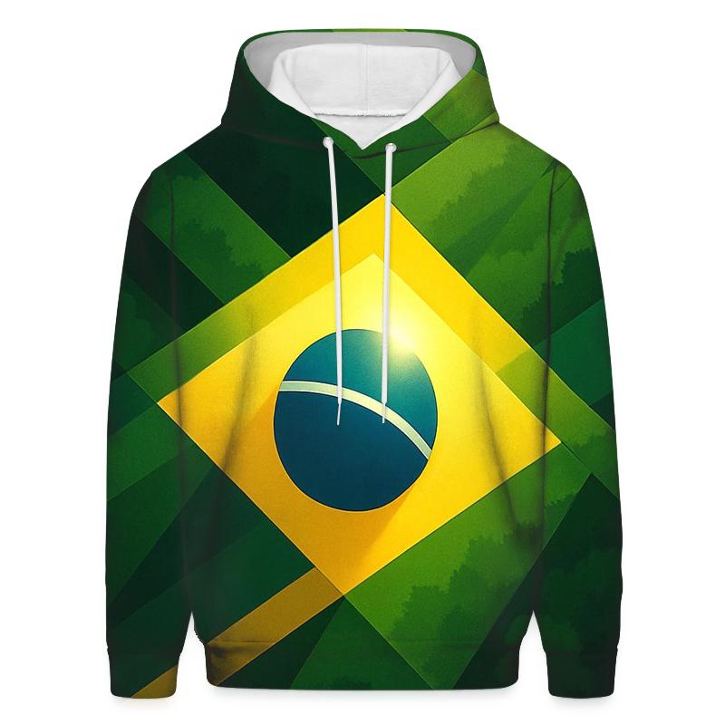 Geometric Pulse Flag Of Brazil heavyweight hoodies