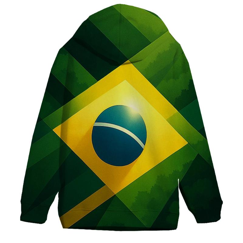 Geometric Pulse Flag Of Brazil heavyweight hoodies