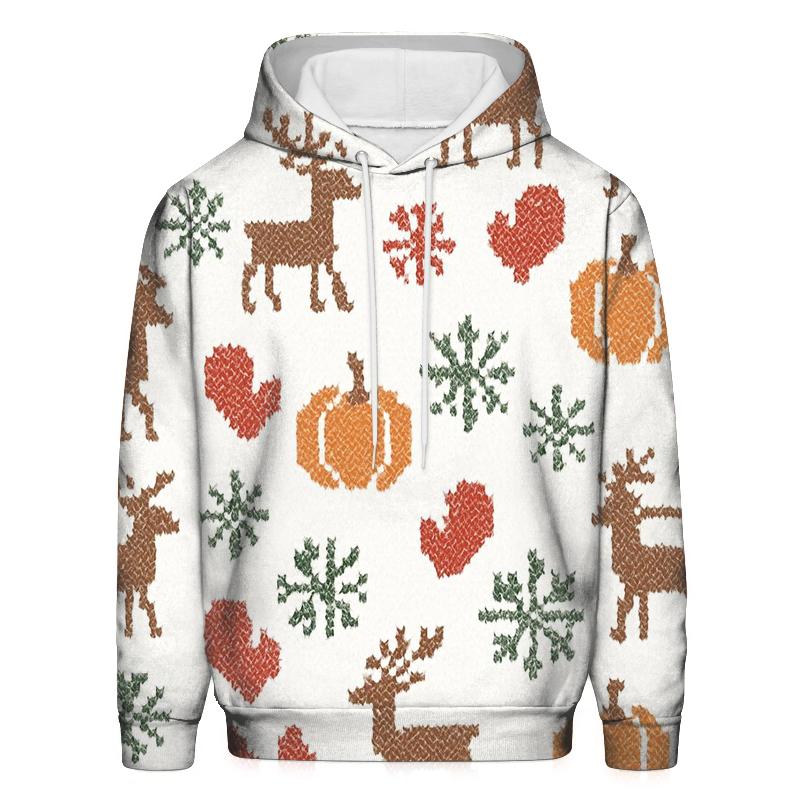 White Nordic Knit Pumpkin Snowflake Lattice lightweight hoodies