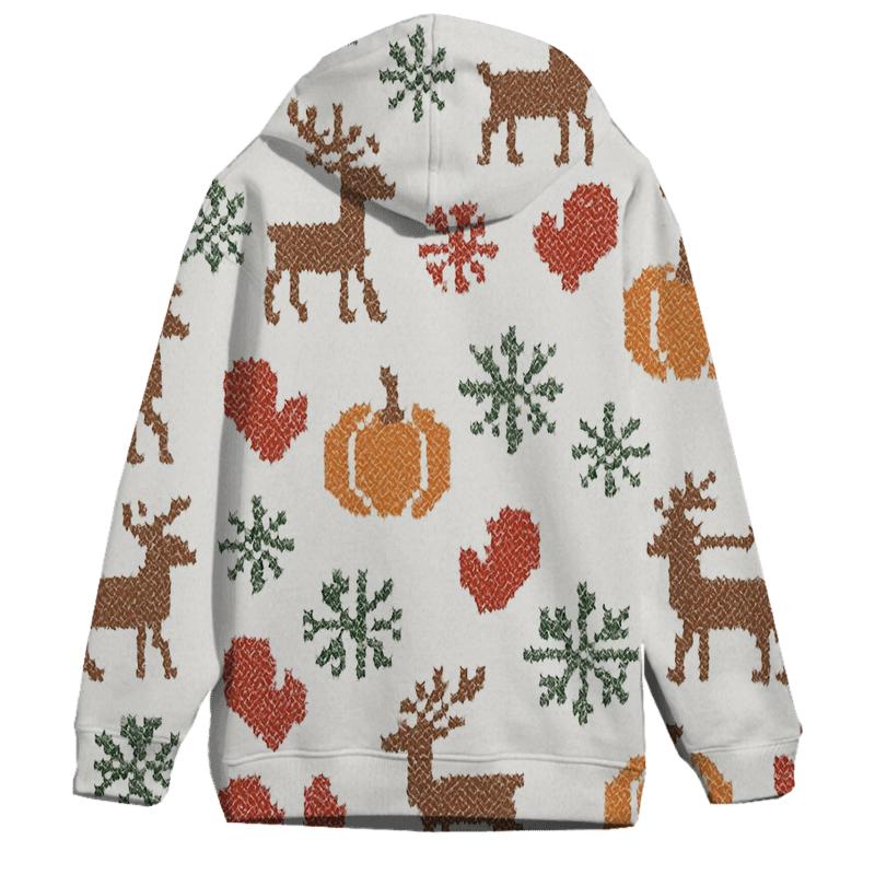 White Nordic Knit Pumpkin Snowflake Lattice lightweight hoodies