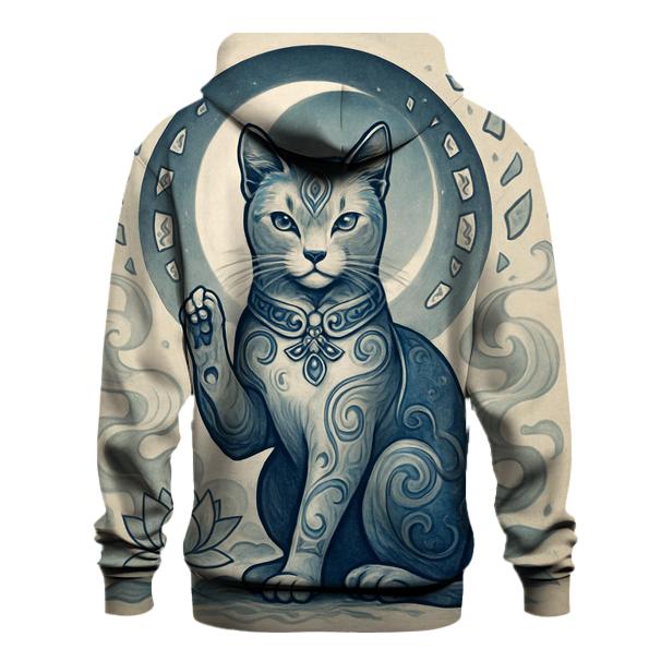 Moonlit Porcelain Guardian Cat printed hoodies