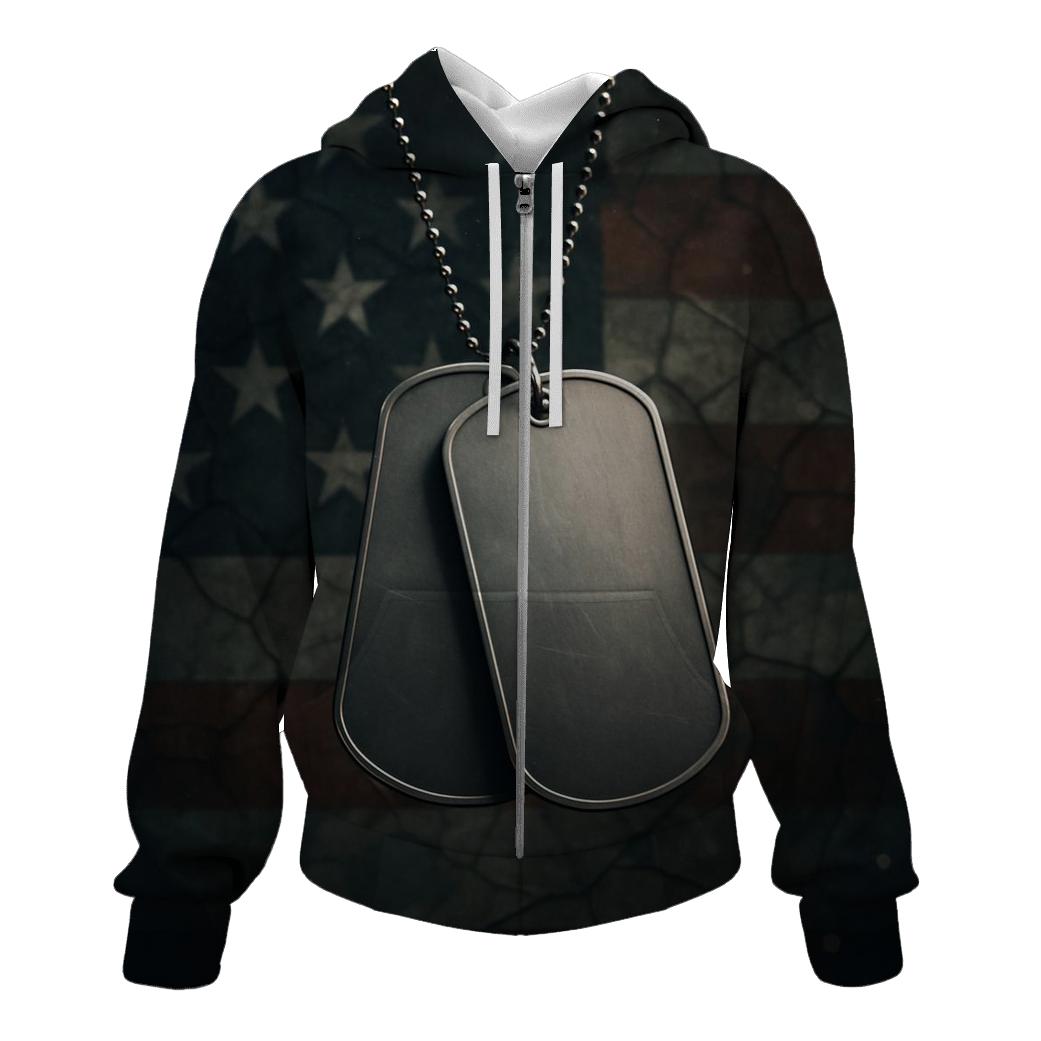 Dog Tags In The Flagglass Glow pullover hoodies