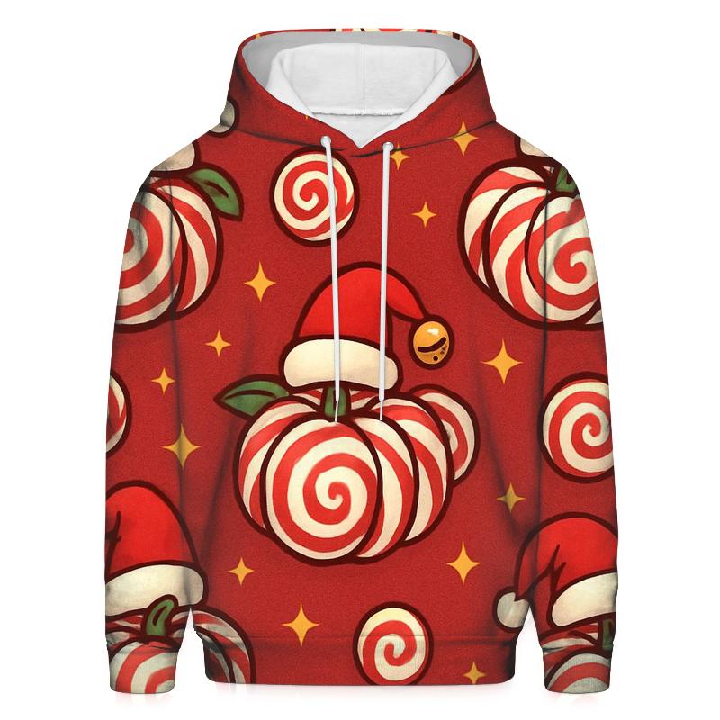 Candy Cane Spiral Pumpkins On Cranberry Field pullover hoodies