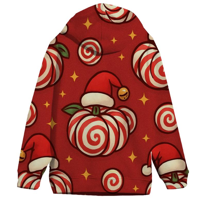 Candy Cane Spiral Pumpkins On Cranberry Field pullover hoodies