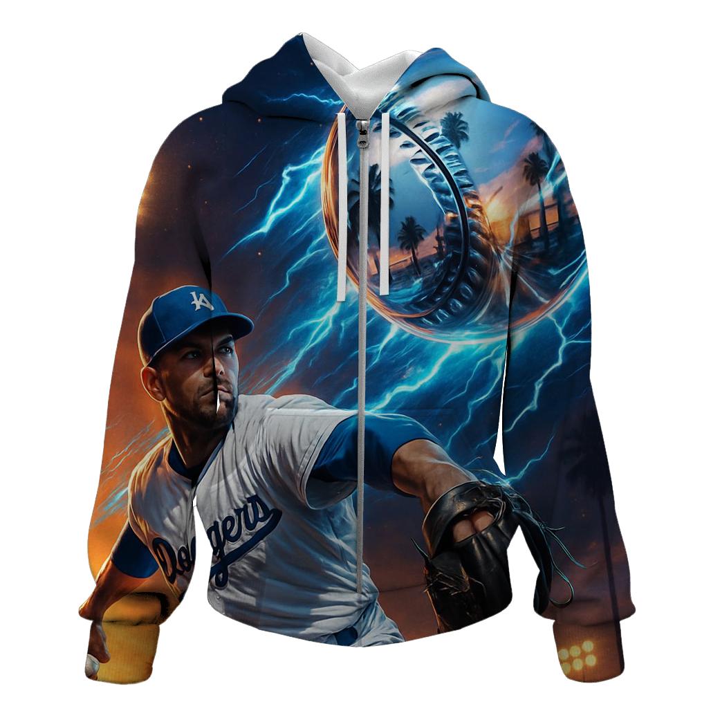 Chrome Fastball Over Sunset Boulevard premium hoodies