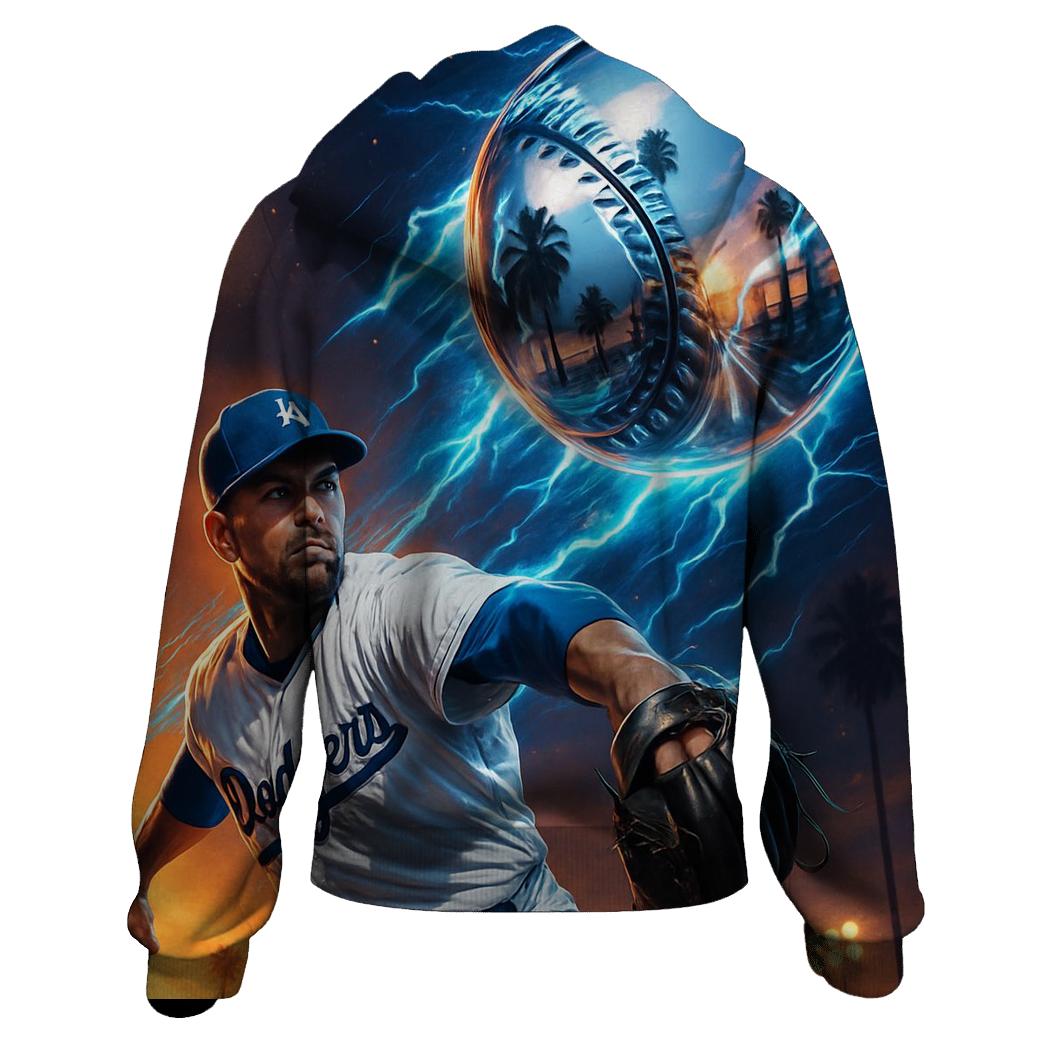 Chrome Fastball Over Sunset Boulevard premium hoodies
