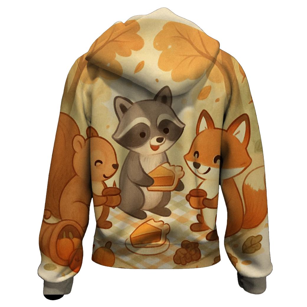 Woodland Critters Thanksgiving Picnic Circle lightweight hoodies