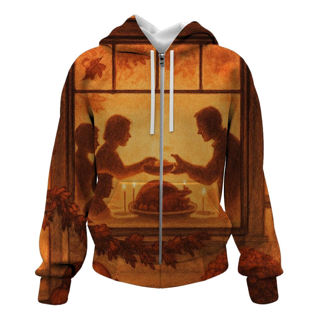 Golden Hour Family Table Through Window Glow lightweight hoodies