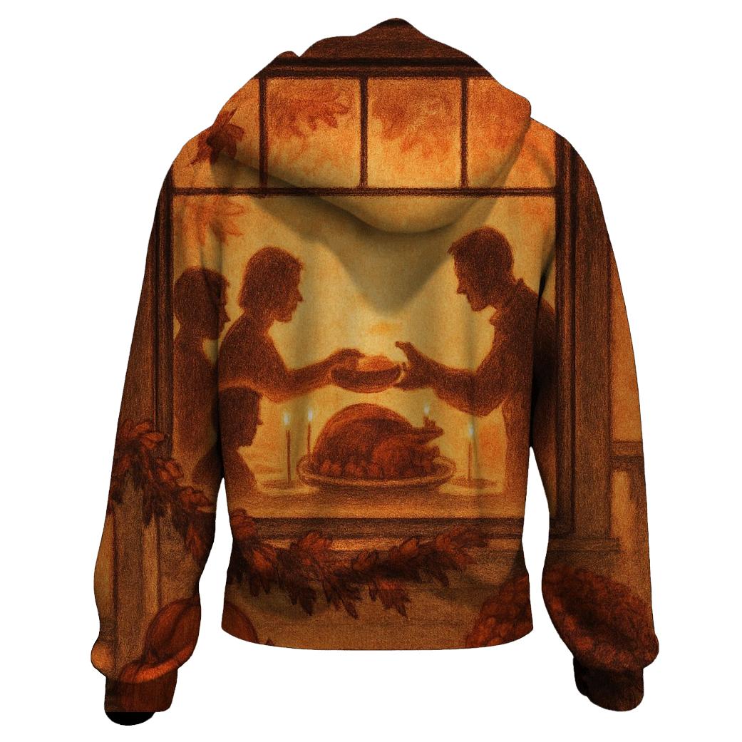 Golden Hour Family Table Through Window Glow lightweight hoodies