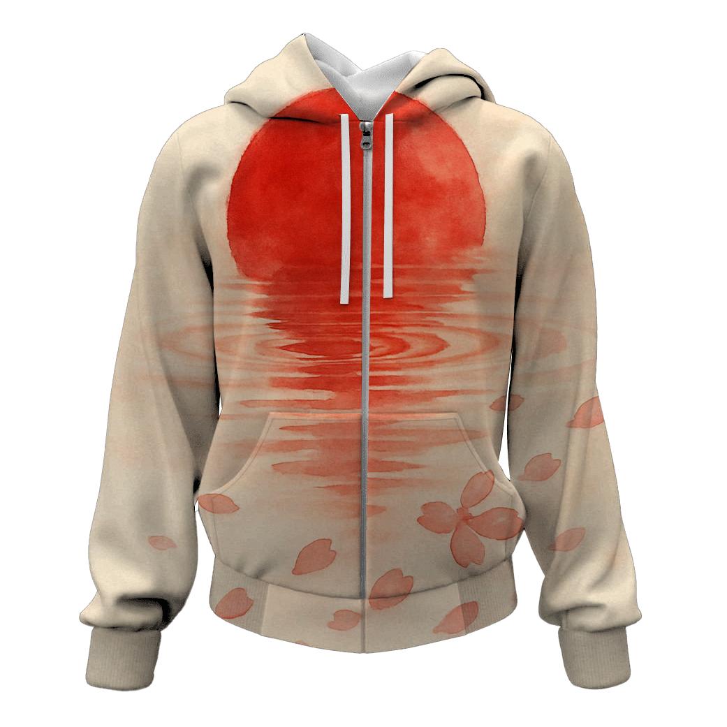 Watercolor Sakura Flag Of Japan lightweight hoodies