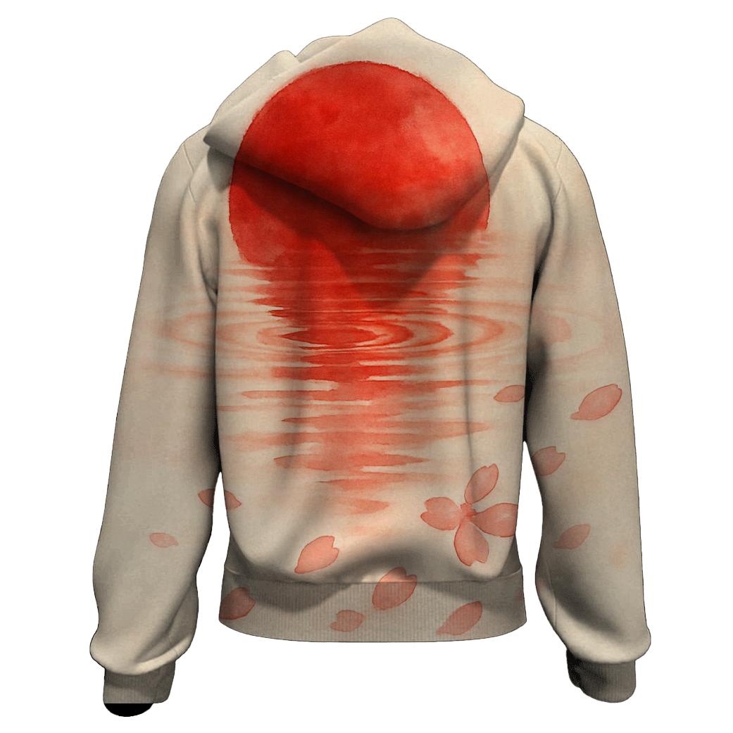Watercolor Sakura Flag Of Japan lightweight hoodies