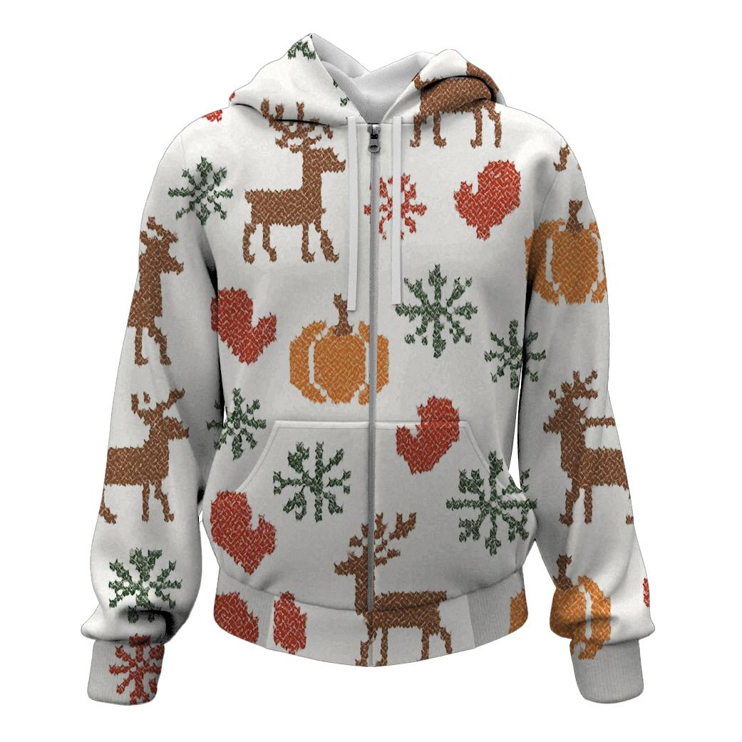 White Nordic Knit Pumpkin Snowflake Lattice designer hoodies