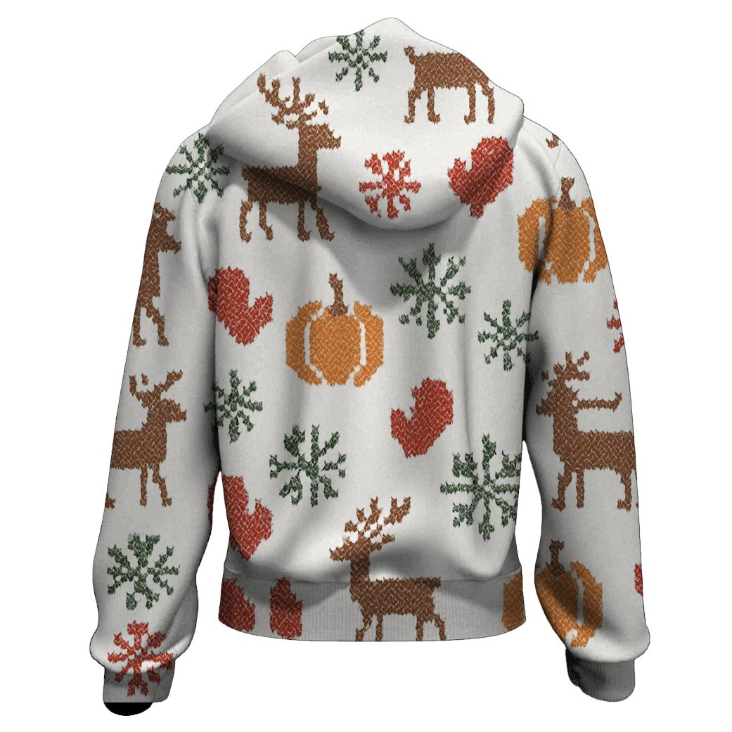White Nordic Knit Pumpkin Snowflake Lattice designer hoodies