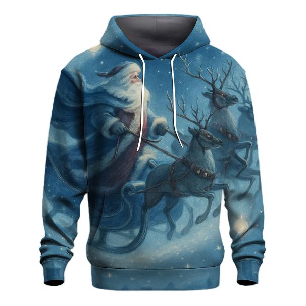 Frosted Storybook Sleigh Spiral printed hoodies