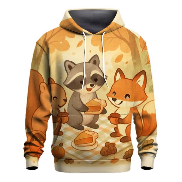Woodland Critters Thanksgiving Picnic Circle graphic hoodies