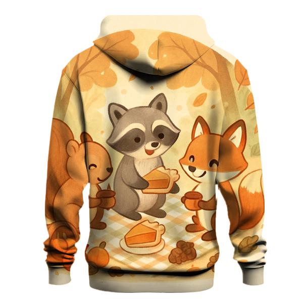 Woodland Critters Thanksgiving Picnic Circle graphic hoodies