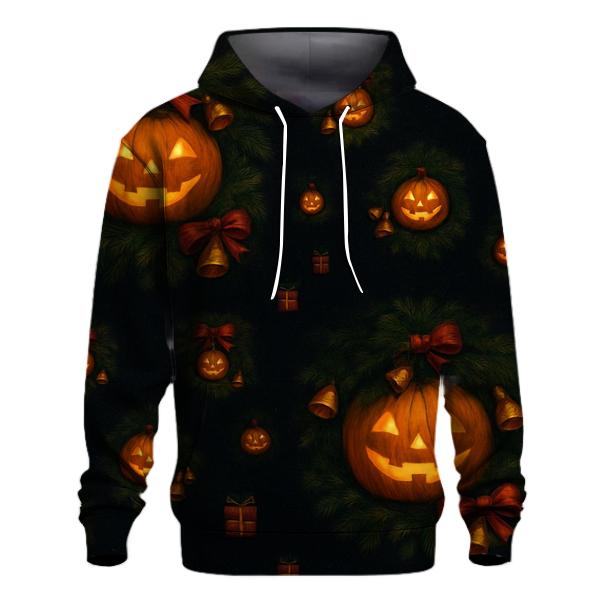 Midnight Candlelit Pumpkin Wreath Grid embroidered hoodies