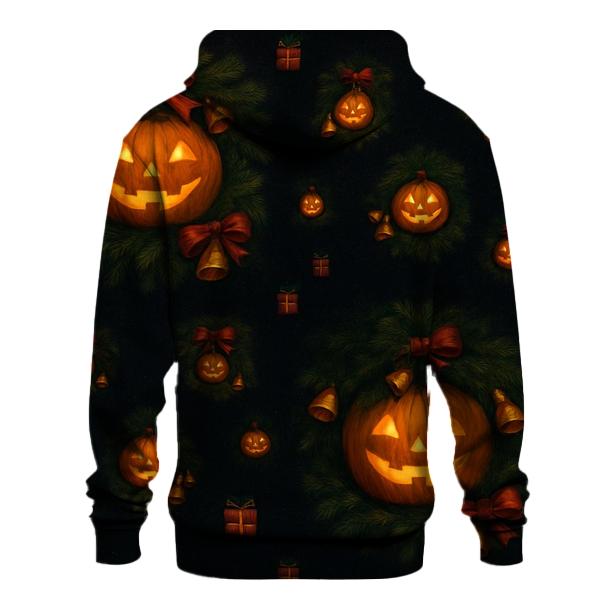 Midnight Candlelit Pumpkin Wreath Grid embroidered hoodies