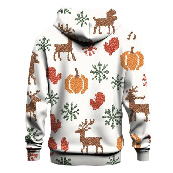 White Nordic Knit Pumpkin Snowflake Lattice heavyweight hoodies