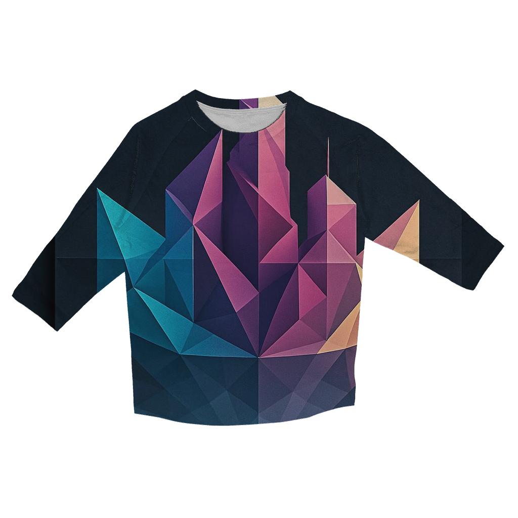 Prismatic Origami City Mirage fashion 3/4 sleeve shirts