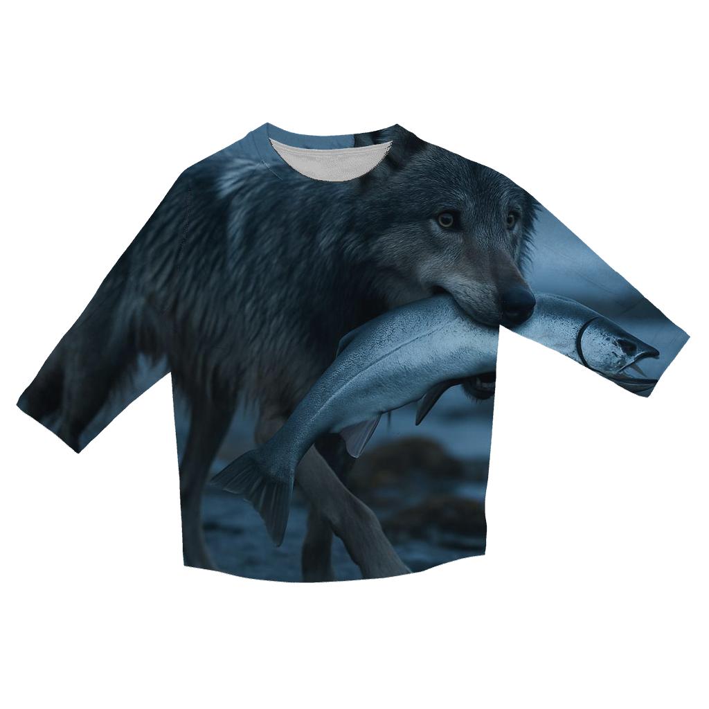 Coastal Wolf With Salmon Run Mist casual three quarter sleeve shirts