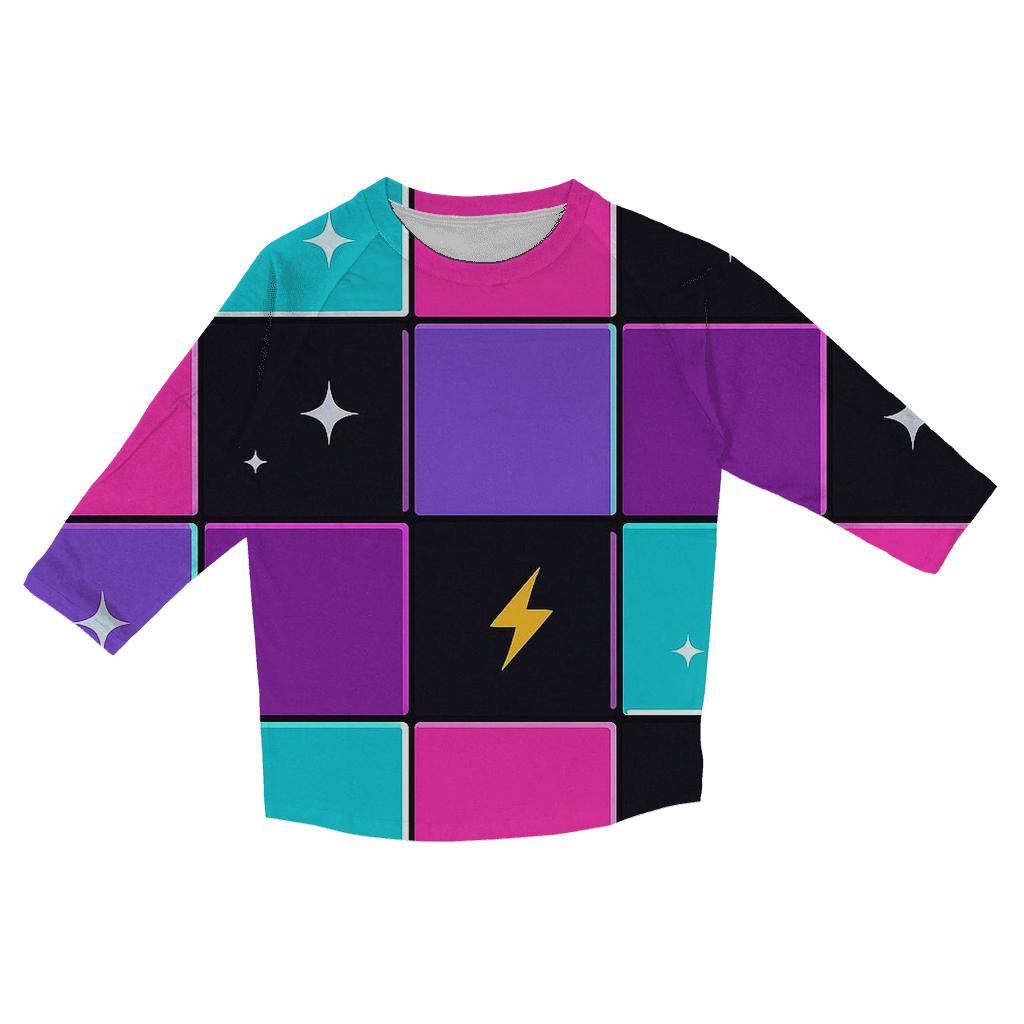 Roller Rink Neon Floor Tiles cotton quarter sleeve shirts