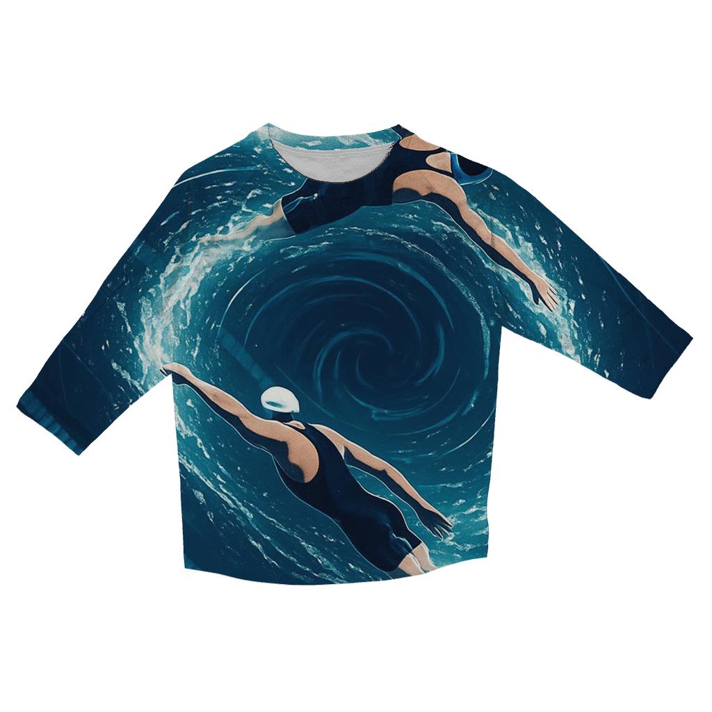 Midnight Water Polo Vortex printed three quarter sleeve shirts