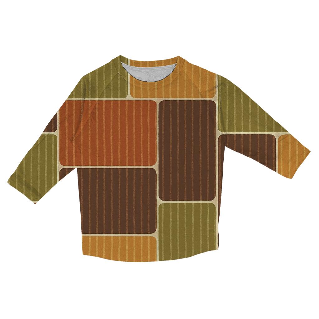 Groovy Corduroy Patchwork Panels casual three quarter sleeve shirts