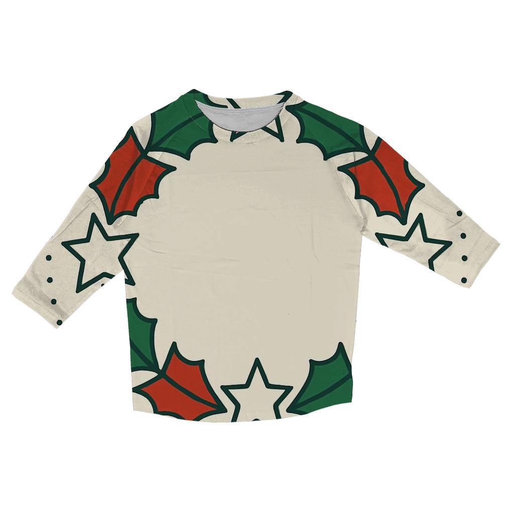 Celestial Holly Star Wreath custom 3/4 sleeve shirts