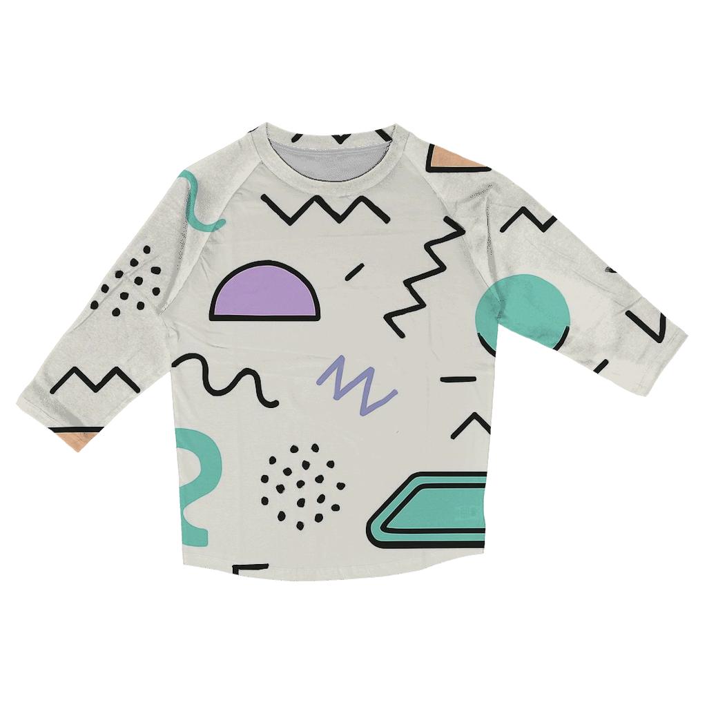 Mall Food Court Geometric Memphis stylish quarter sleeve tops