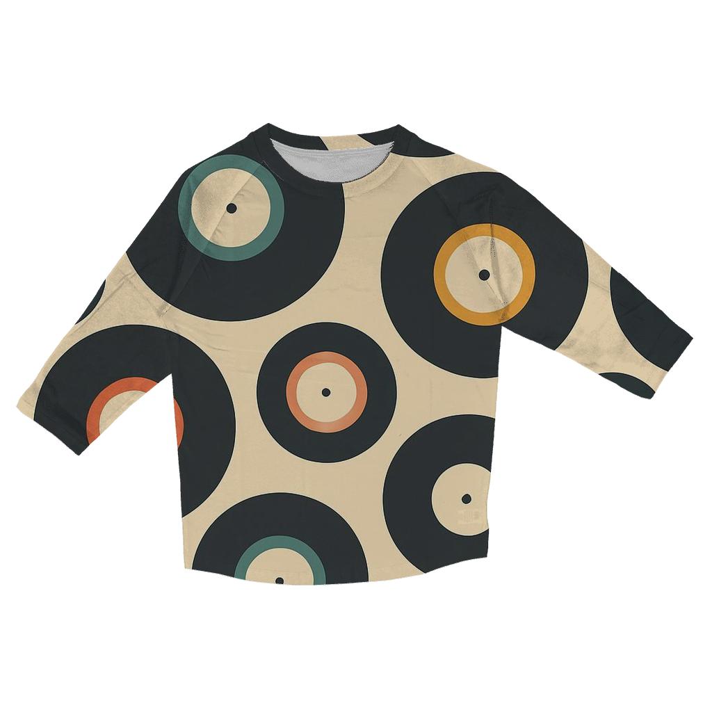 Vinyl Record Label Rings Pattern casual three quarter sleeve shirts