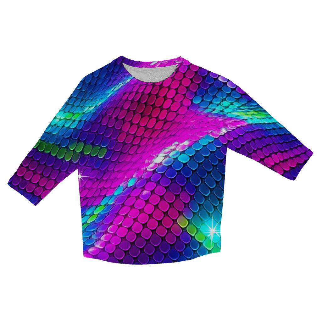 Electric Sequin Aurora Grid personalized 3/4 sleeve tees