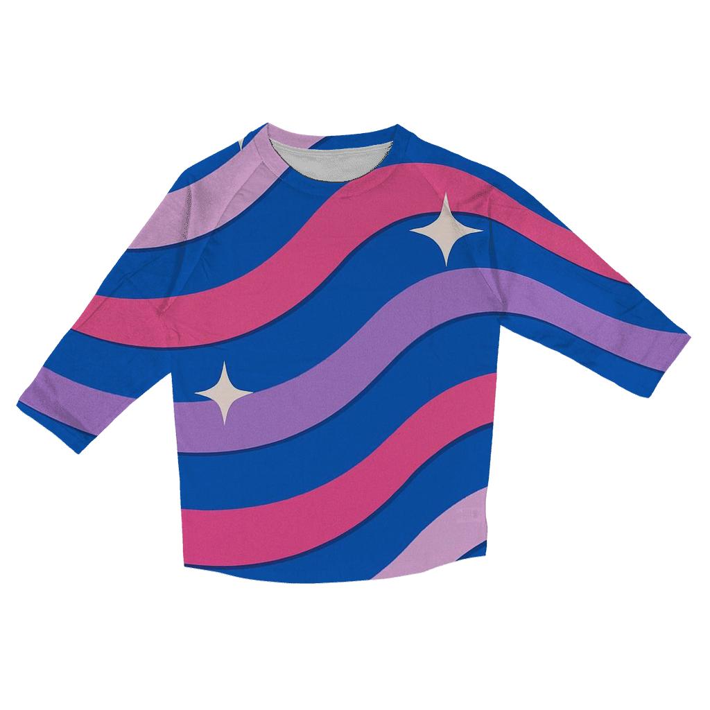 Roller Rink Neon Floor Waves fashion 3/4 sleeve shirts