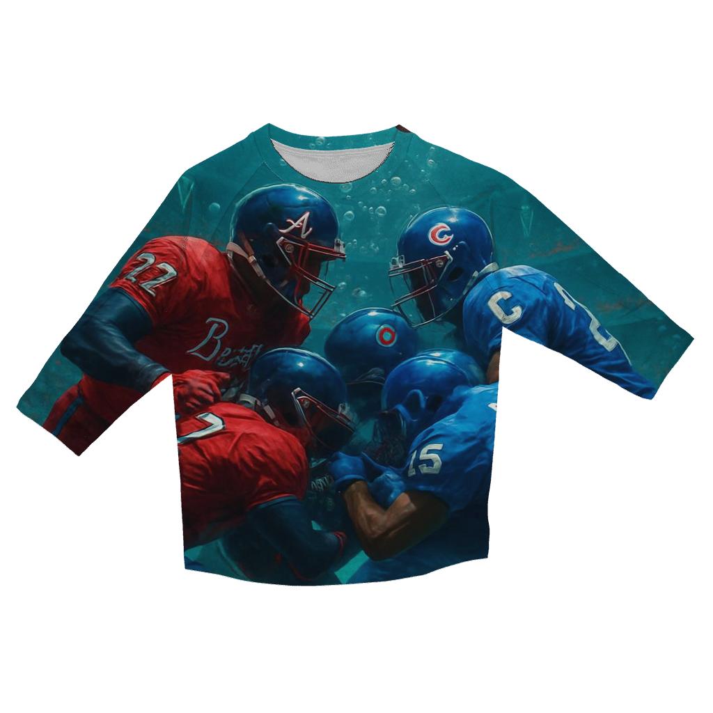 Underwater Bubble Dome Battle Braves Versus Cubs casual three quarter sleeve shirts