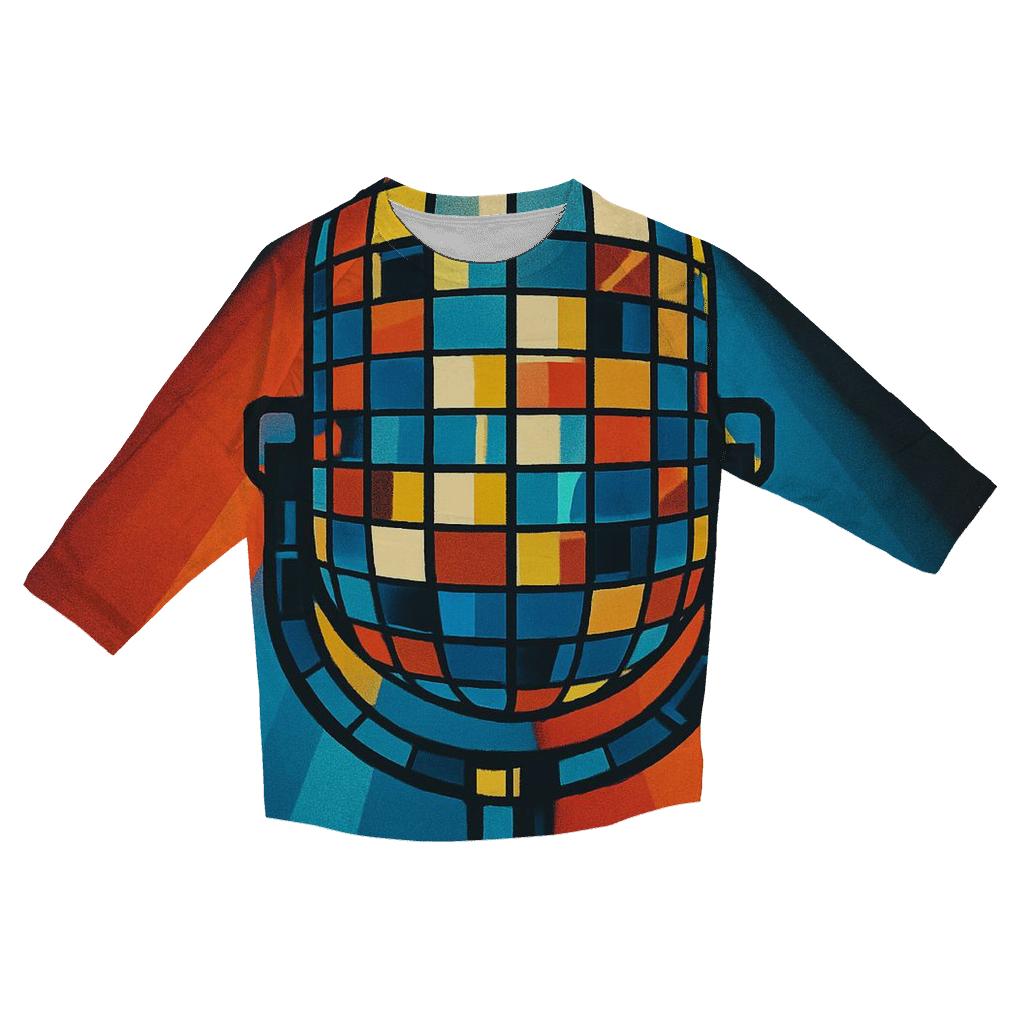 Disco Prism Microphone printed three quarter sleeve shirts